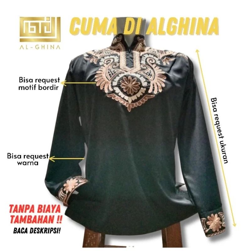 Jual KOKO MUSLIM BORDIR STIK CORNELI ALBIS ALGINA FASHION BISA REQUEST