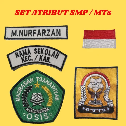 Jual Atribut Set SMP / MTS Bordir Nama Seragam Sekolah Dasar Lengkap